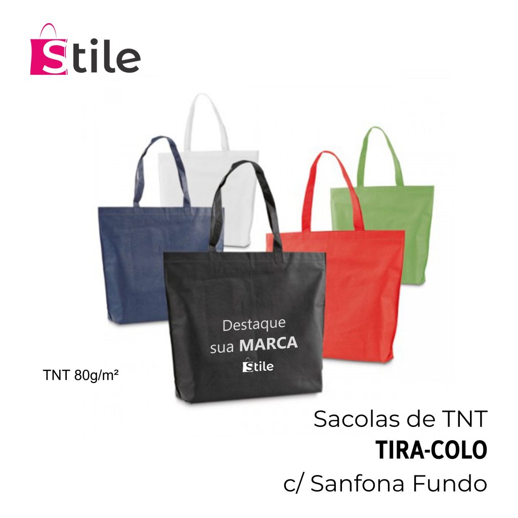 Sacolas de TNT Alça Tira Colo Personalizadas (Ecobag)